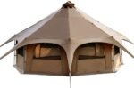 Canvas Tent Bell Tent 16.4ft*High9.2ft with Stove Jack for Glamping Family Camping Zipped Removable Floor