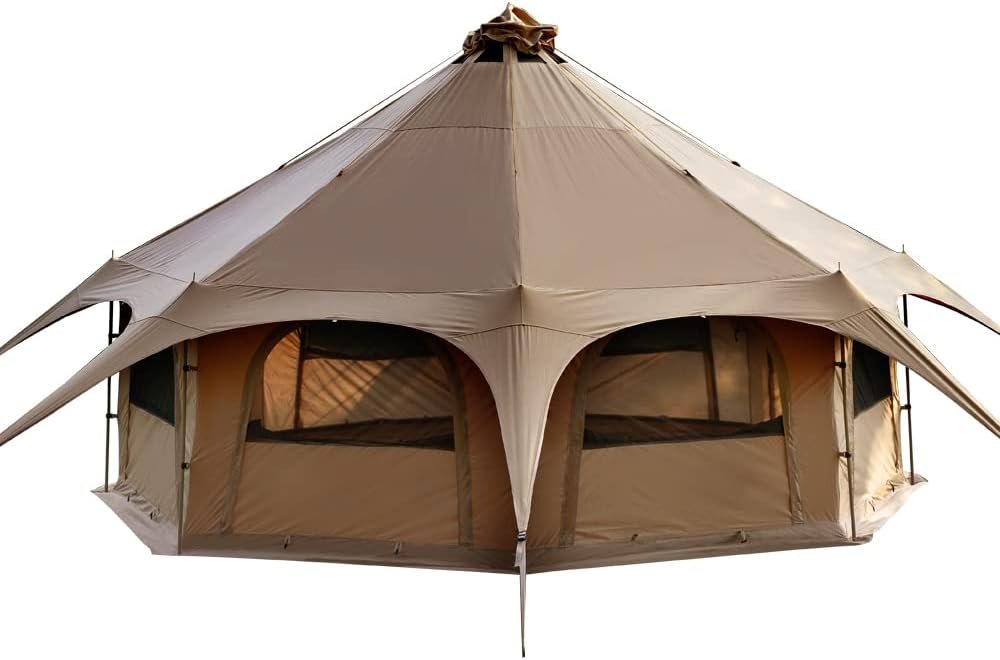 51Mjc7ga4IL._AC_SL1000_.jpg Canvas Tent Bell Tent 16.4ft*High9.2ft with Stove Jack for Glamping Family Camping Zipped Removable Floor - Image 1