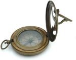 Personalized Vintage Sundial Compass with Leather Case,Brass Compass,Gift for Him,Engraved Compass,Sundial Push Compass for Camping, Hiking, Touring - Image 2