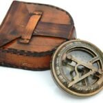 Personalized Vintage Sundial Compass with Leather Case,Brass Compass,Gift for Him,Engraved Compass,Sundial Push Compass for Camping, Hiking, Touring