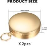 Pack of 2 Outdoor Compass, Portable Waterproof Pocket Compass, Portable Brass Compass with Luminous Numbers for Outdoor Activities, Camping, Hiking, Climbing, Navigation (Golden) - Image 2