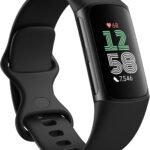Fitness Tracker with  apps, Heart Rate on Exercise Equipment, 6-Months Premium Membership Included, GPS, Health Tools and More, Obsidian/Black, One Size (S & L Bands Included)