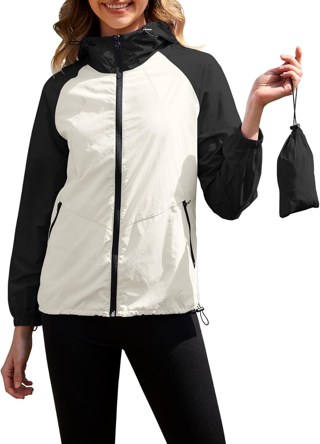 61hu8wOnKnL._AC_SL1500_.jpg Packable Rain Jacket Women Waterproof Lightweight Rain Coats for Women with Hood Outdoor Windbreaker Jacket - Image 1