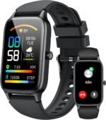 Smart Watch for Men Women, 1.57" Smartwatch (Answer/Make Call) , Fitness Tracker with 110+ Sport Modes, Heart Rate/Sleep Monitor,  Waterproof, Bluetooth Calls, Smartwatches for  iOS Black