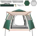 Camping Tent Large Tent 87" L 73" W 40" H with Instant Setup Outdoor Tent with 2 Doors,3 Windows,Removable Rainfly, Hexagonal Moisture-Proof Pad and Carry Bag,4/6/8 Person Weatherproof Tent