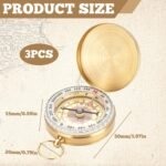 Pack of 3 Brass Compass Outdoors:  Navigation Compass, Pocket Compass with Fluorescence and Navigation Tools, Metal Compass for Camping, Hiking, Hunting and Outdoor Activities - Image 2