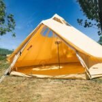 Bell Tent 4 Season Waterproof Cotton Canvas Glamping Yurt Tent with Stove Jack Hole and Roof Windows for 6-8 Persons Camping Hunting