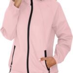 Rain Jacket for Women Waterproof Lightweight Windbreaker Jacket with Hood Packable Raincoat with Pockets