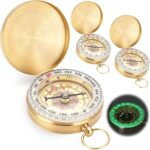 Pack of 3 Brass Compass Outdoors:  Navigation Compass, Pocket Compass with Fluorescence and Navigation Tools, Metal Compass for Camping, Hiking, Hunting and Outdoor Activities