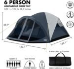 6 Person Dome Tent w/ Removable Rain Fly and Screen Room, Water Resistant - Navy/Gray - Image 2