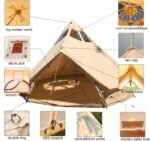 Bell Tent 4 Season Waterproof Cotton Canvas Glamping Yurt Tent with Stove Jack Hole and Roof Windows for 6-8 Persons Camping Hunting - Image 2