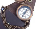 Engravable Compass Nautical Pocket Brass Compass with Leather Carry Case,Pirates Compass, Camping Compass, Gift Compass Rustic Vintage Home Decor Gifts