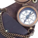Engravable Compass Nautical Pocket Brass Compass with Leather Carry Case,Pirates Compass, Camping Compass, Gift Compass Rustic Vintage Home Decor Gifts