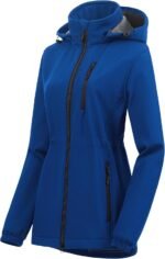 Women Lightweight Long Softshell Fleece Lined Jacket  Raincoat With Removable Hood