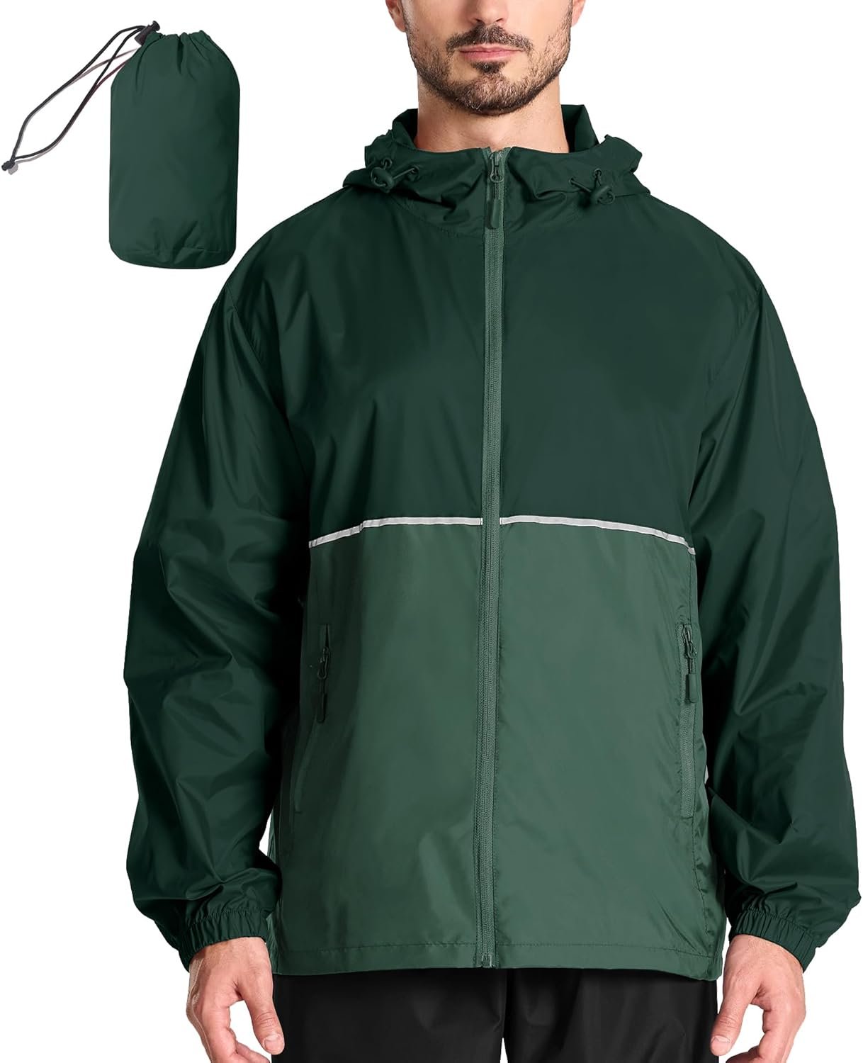 71eTCqzBR9L._AC_SL1500_.jpg Men's Rain Jacket Windbreaker Packable,Lightweight Golf Rain Coat Inner Pocket for Camping Hiking Cycling - Image 1