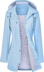 Raincoat Women Waterproof Long Hooded Trench Coats Lined Windbreaker Travel Jacket
