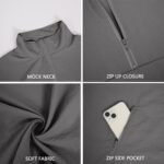Men's Casual Quarter Zip Pullover Golf Windbreakers Athletic Lightweight Jacket Hiking Running Sweatshirt with Pockets - Image 2