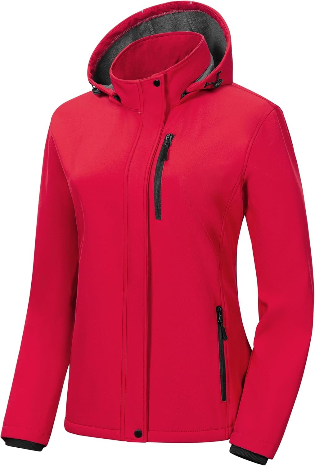 71wu-6HBxfL._AC_SL1500_.jpg Women Softshell Jacket Lightweight Fleece Lined Rain Jacket Waterproof Warm Windbreaker Coat With Removable Hood - Image 1