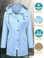 Raincoat Women Waterproof Long Hooded Trench Coats Lined Windbreaker Travel Jacket - Image 2