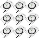 9 Pieces Orienteering Compass Hiking Backpacking Camping Compass Map Reading Outdoor Waterproof Compass for Scout Kids Women (Semiellipse Compass)
