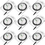 9 Pieces Orienteering Compass Hiking Backpacking Camping Compass Map Reading Outdoor Waterproof Compass for Scout Kids Women (Semiellipse Compass)