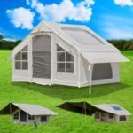 Inflatable Tent with Pump, 2-4-6 Person Instant Glamping Camping Tents House, Easy Setup Blow Up Family Tents for 4 Seasons Waterproof Inflatable Tent for Camping with Mesh Windows.
