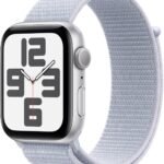 Smartwatch with Silver Aluminum Case with Blue Cloud Sport Loop One Size. Fitness and Sleep Trackers, Crash Detection, Heart Rate Monitor, Carbon Neutral