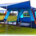 Extra Large Tent 12 Person,Awning Family Cabin Tents,2 Rooms,3 Doors and 3 Windows with Mesh,Straight Wall,Waterproof,Double Layer,Big Tent for Outdoor,Picnic,Camping,Family Gathering