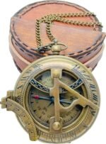Brass Sundial Compass, Handcrafted Vintage Sundial Compass, Antique Steampunk Accessory for Touring, Hiking, Camping,Gift Idea for Loved Ones